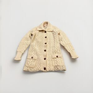 Vintage Glencolumbkille Womens Handknitted Chunky 100% Wool Cardigan Sweater S